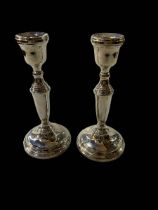 Pair silver candlesticks, Birmingham, 21.5cm.