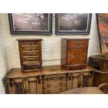 Ian Smith Reproduction walnut crossbanded pedestal cabinet and oak finish four drawer pedestal