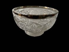 Large silver mounted crystal fruit bowl, Walker and Hall, Sheffield 1923, 22.5cm diameter.