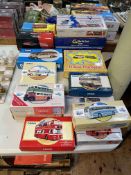 Twenty Corgi boxed Omnibus sets and individual 1:76 Diecast Models including Routemasters in Exile