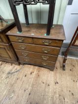 Georgian oak chest of two short above three long drawers on bracket feet, 79cm by 77cm by 42cm.