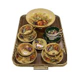 Aynsley Orchard Gold fruit bowl, six cups and saucers and small dish,