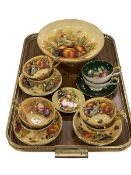 Aynsley Orchard Gold fruit bowl, six cups and saucers and small dish,