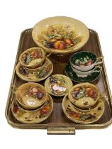Aynsley Orchard Gold fruit bowl, six cups and saucers and small dish,