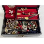 Jewellery box and contents, and watches.