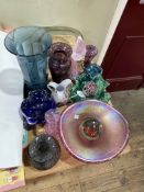 Collection of decorative glass including Holmegaard, Heron Glass, paperweights, etc.