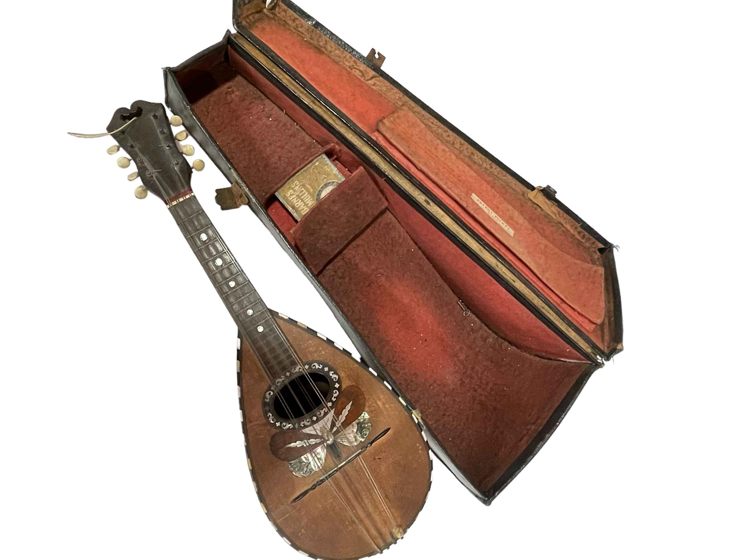 Inlaid mandolin, in box.