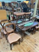 Set of six Victorian J Reillys patent mahogany balloon back dining chairs together with a Victorian