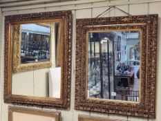 Two gilt framed wall mirrors, largest 79cm by 66cm including frame.