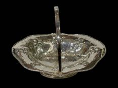 Mappin and Webb silver plated cake basket, with embossed Art Nouveau decoration.