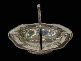 Mappin and Webb silver plated cake basket, with embossed Art Nouveau decoration.