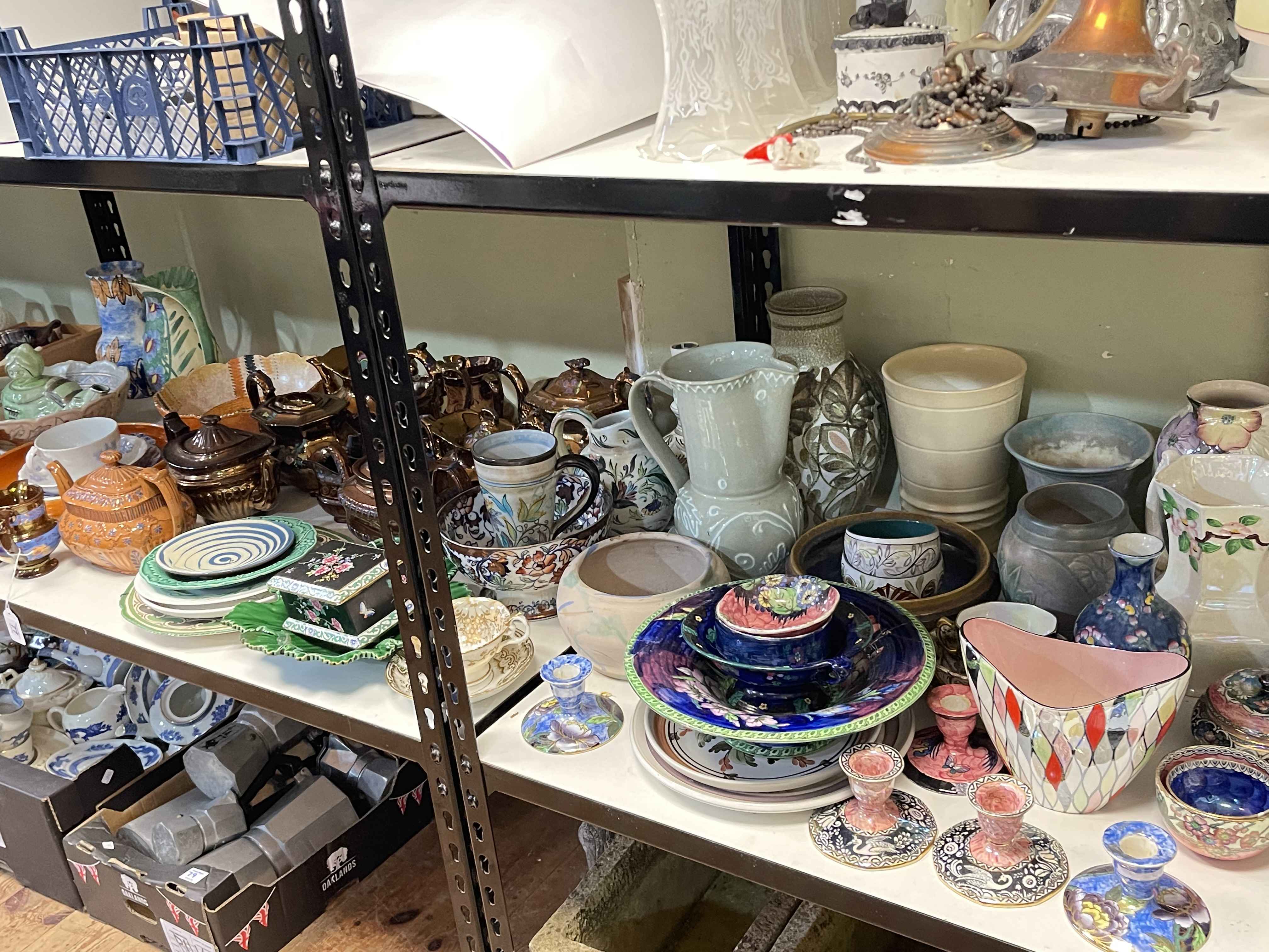 Collection of early porcelain, lustre teapots, decorative porcelain, Maling, Crown Ducal, etc. - Image 2 of 2