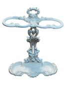 Cast iron two division stick stand, 64cm by 46cm.
