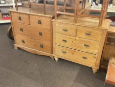 Early 20th Century oak chest of two short above two long drawers and Victorian pine chest of two