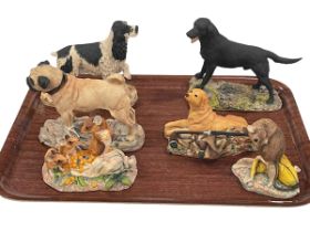 Six Border Fine Arts models, four dogs and two field mice.