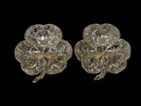 Pair of Edwardian silver clover design pierced bon bon dishes, Sheffield 1904.