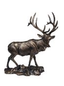 Ornate bronzed stag sculpture, 43cm.