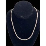 Excellent quality 18 carat white gold and diamond tennis style necklace, 46cm in length,