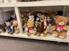 Collection of teddy bears.