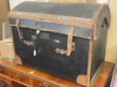 Vintage dome topped cabin trunk, 59.5cm by 79cm by 54cm.