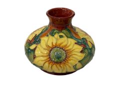 Moorcroft Pottery Inca Sunflower vase, 10.75cm.