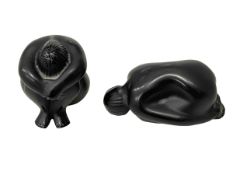 Two small Lalique Nu Nahbi and Nu Reve Resting, black.