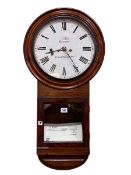 Victorian mahogany cased double fusee wall clock having circular enamelled dial, Listers,