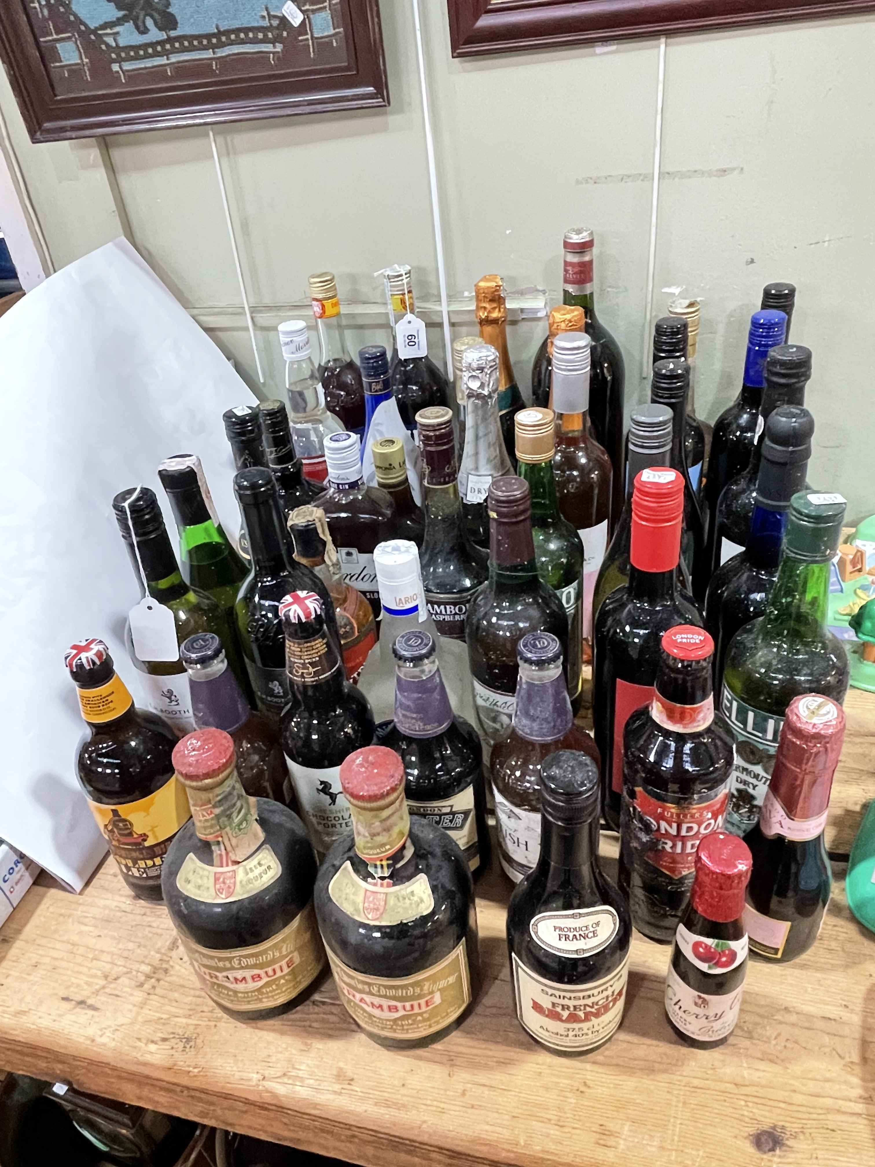 Collection of spirits, wine, beer etc including Campari, Gordon's Gin, Bergarac 2016,