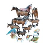 Collection of Beswick horses, birds and other animals.