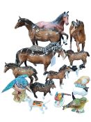 Collection of Beswick horses, birds and other animals.