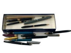 Collection of fountain and other pens including Sheaffer and Watermans.