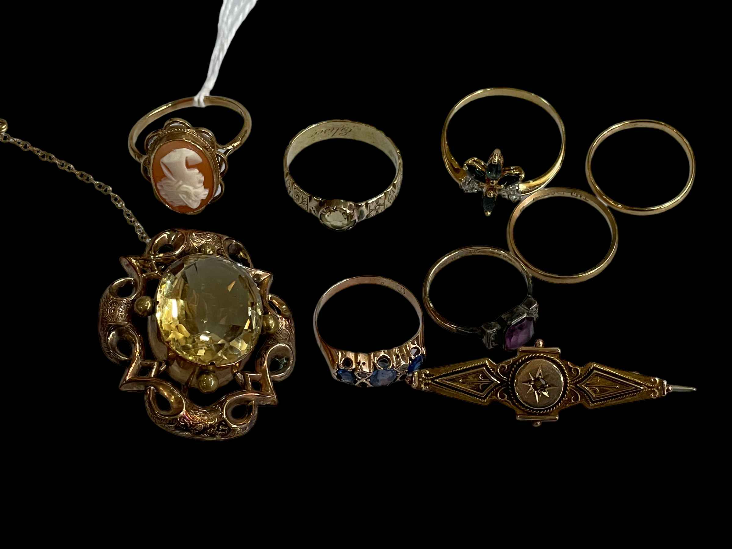 Small box of mixed jewellery including gold.