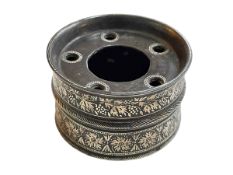 18th Century Ottoman silver inlaid Niello inkwell.