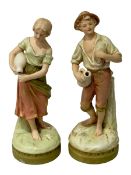 Pair Royal Dux figures, 21.5cm.