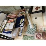 Japanese Art interest including linens, wall plaque, blocks, books, etc.