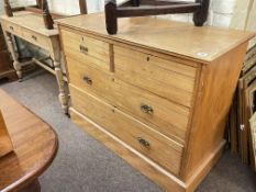 Early 20th Century ash four drawer chest and similar two drawer table (2).