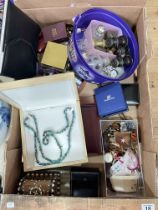 Box of costume jewellery and collectables.