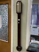 Antique mahogany stick barometer, W. Harris & Son, 50 Holborn, London, 91cm.