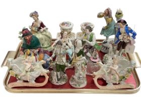 Royal Doulton Silks & Ribbons and collection of Continental figures,