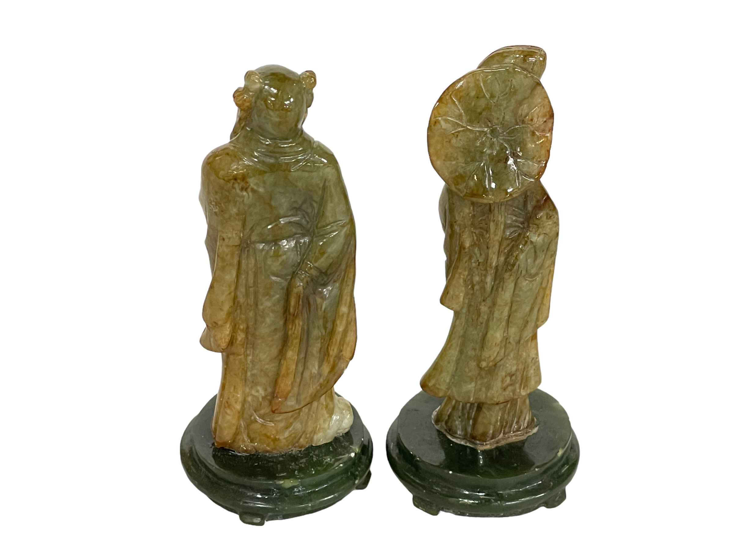 Pair of carved Jade figures, 10cm. - Image 2 of 2