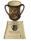 Large limited edition Royal Doulton Elizabeth II Coronation Loving Cup, with certificate.