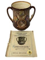 Large limited edition Royal Doulton Elizabeth II Coronation Loving Cup, with certificate.