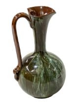 Linthorpe Pottery green/brown streak glazed ewer, shape number 826, 16cm.