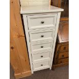 Marks & Spencers slim light blue five drawer chest,119cm by 47cm by 40cm.