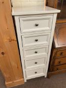 Marks & Spencers slim light blue five drawer chest,119cm by 47cm by 40cm.