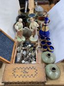 Pair of Royal Dux figurines, wristwatches, Bohemian glass, porcelain, etc.