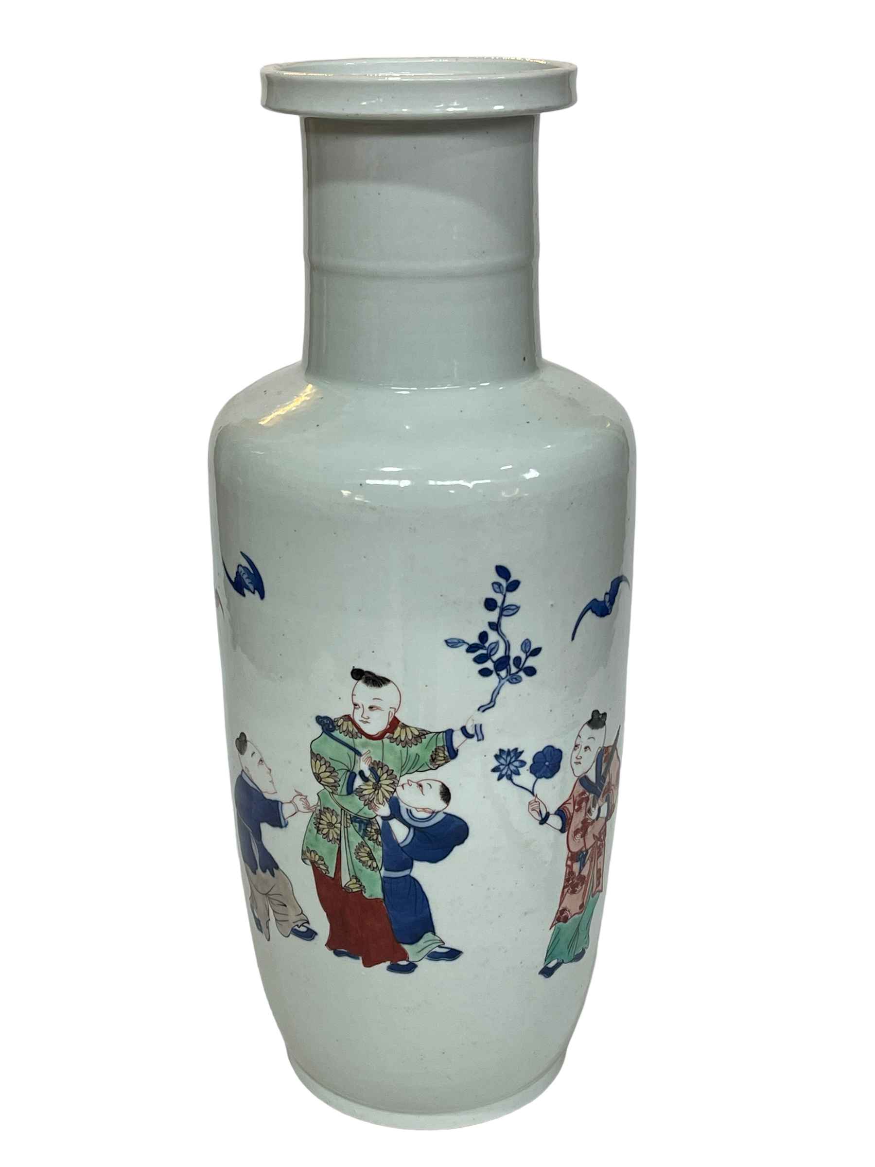 Large Chinese porcelain vase decorated with figures with twin blue ring and red seal to base, 48. - Image 3 of 4