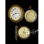 Gents silver keyless pocket watch, car clock, and Lilley & Sons, London barometer (3).