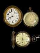 Gents silver keyless pocket watch, car clock, and Lilley & Sons, London barometer (3).