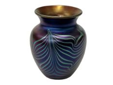 Okra art glass vase, dated 1997, 11cm.